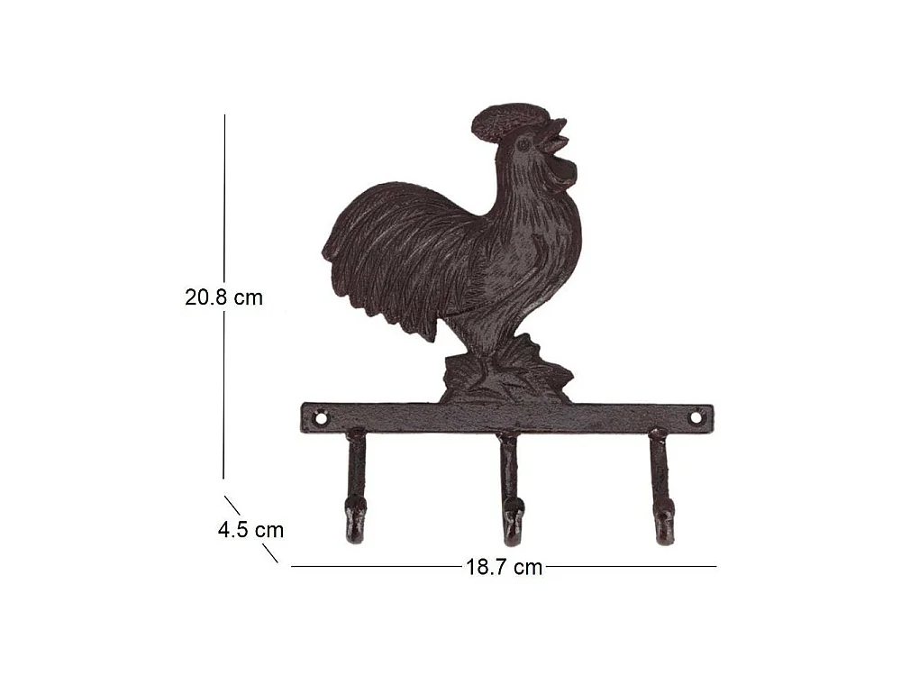 Patère en fonte 3 crochets Coq