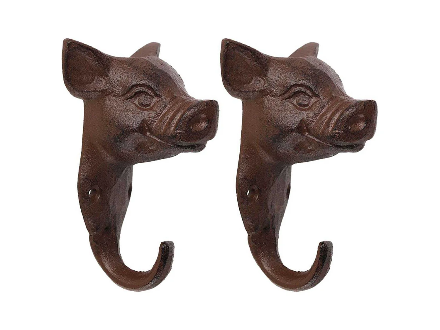 Lot de 2 crochets en fonte Cochon