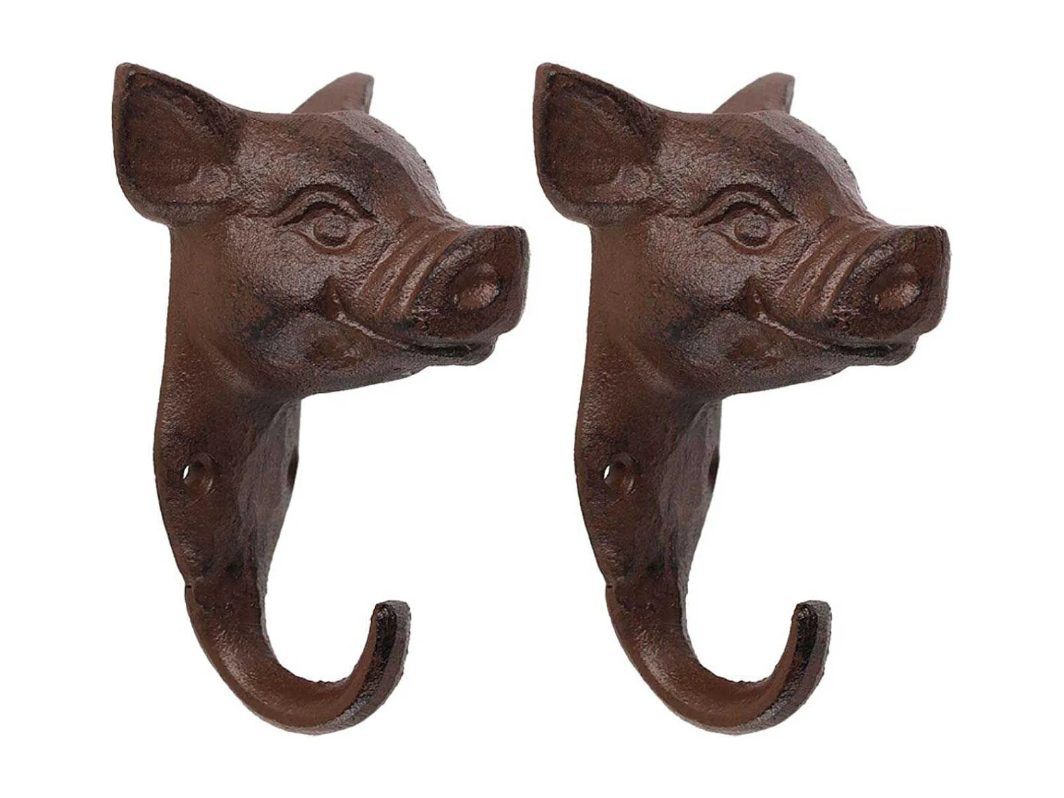 Lot de 2 crochets en fonte Cochon