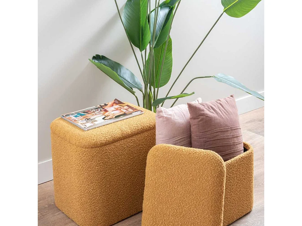 Pouf en tissu bouclette Ada
