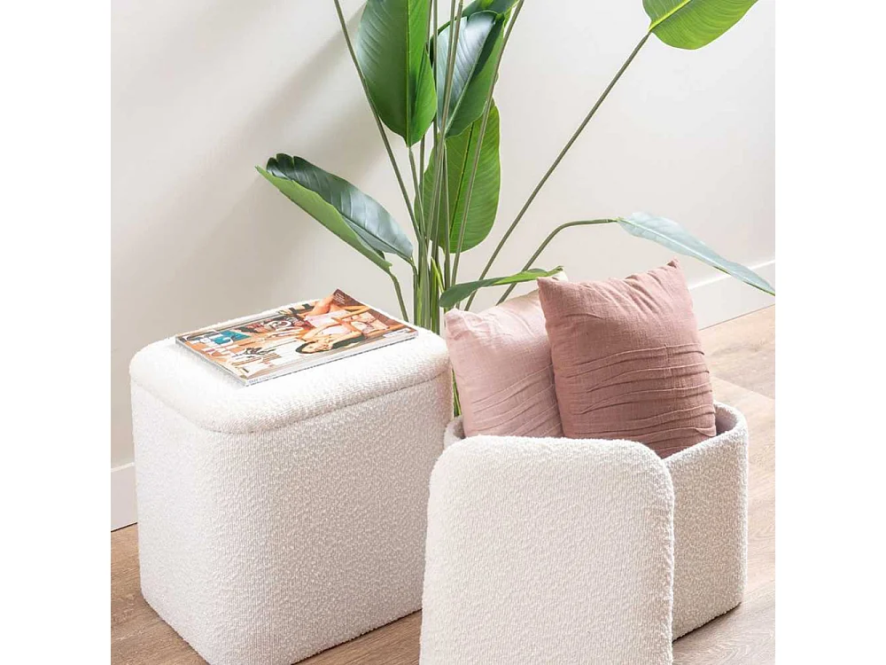 Pouf en tissu bouclette Ada