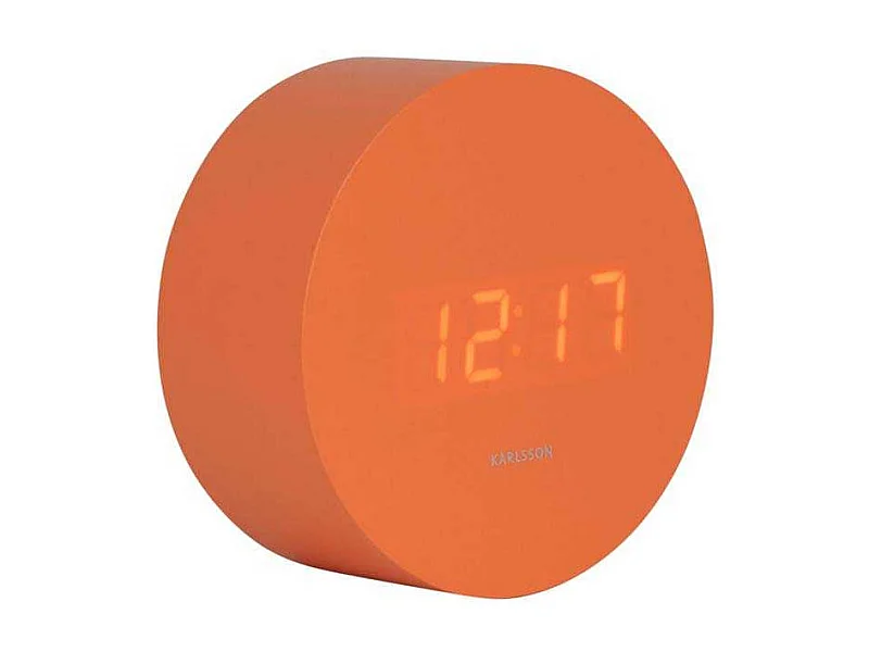 Réveil rond LED en MDF Spry Orange