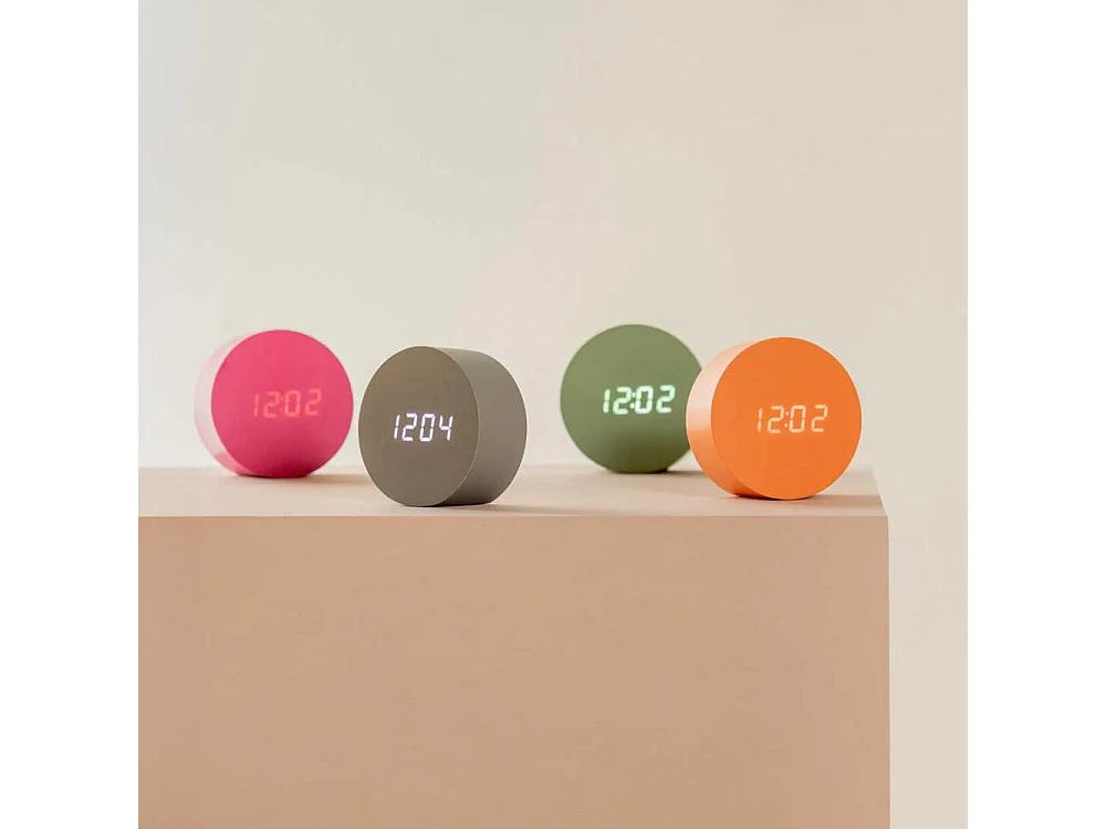 Réveil rond LED en MDF Spry Orange