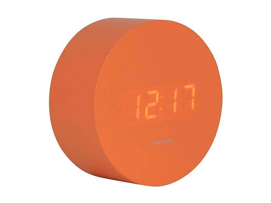 Réveil rond LED en MDF Spry Orange