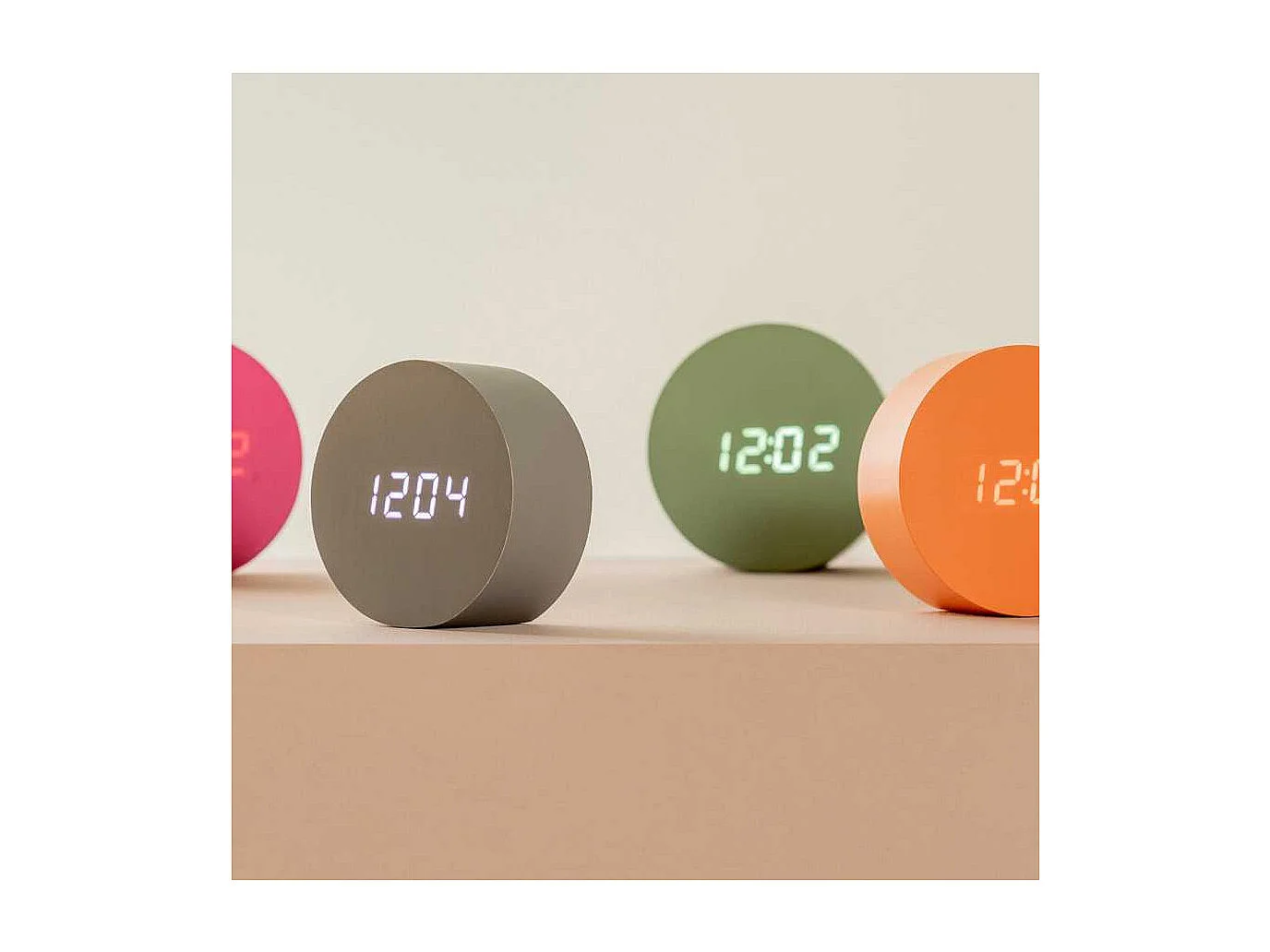 Réveil rond LED en MDF Spry Orange