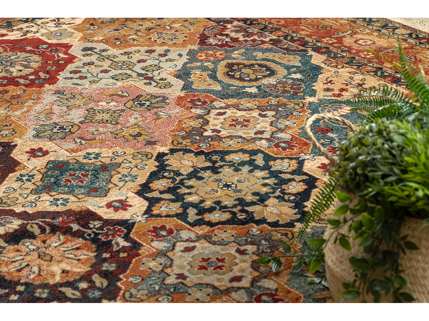 Tapis en laine POLONIA Azer cadre, oriental, rouge 200x300 cm