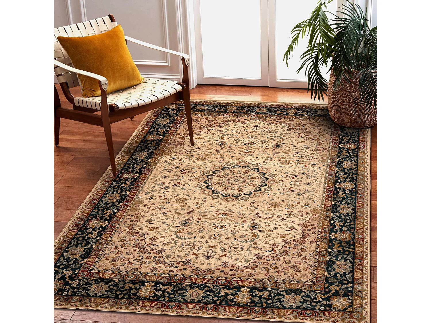 Wollen tapijt OMEGA Adagio Vintage, rozet smaragdkleur 170x235 cm