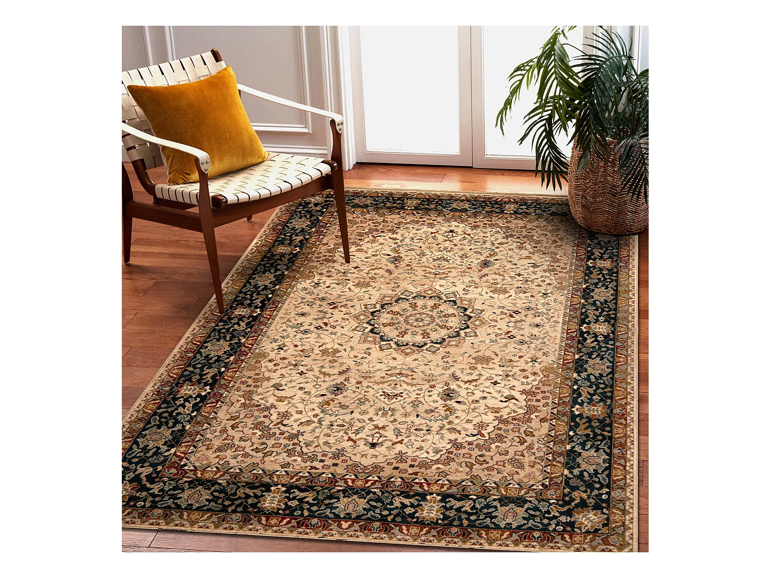 Wollen tapijt OMEGA Adagio Vintage, rozet smaragdkleur 170x235 cm