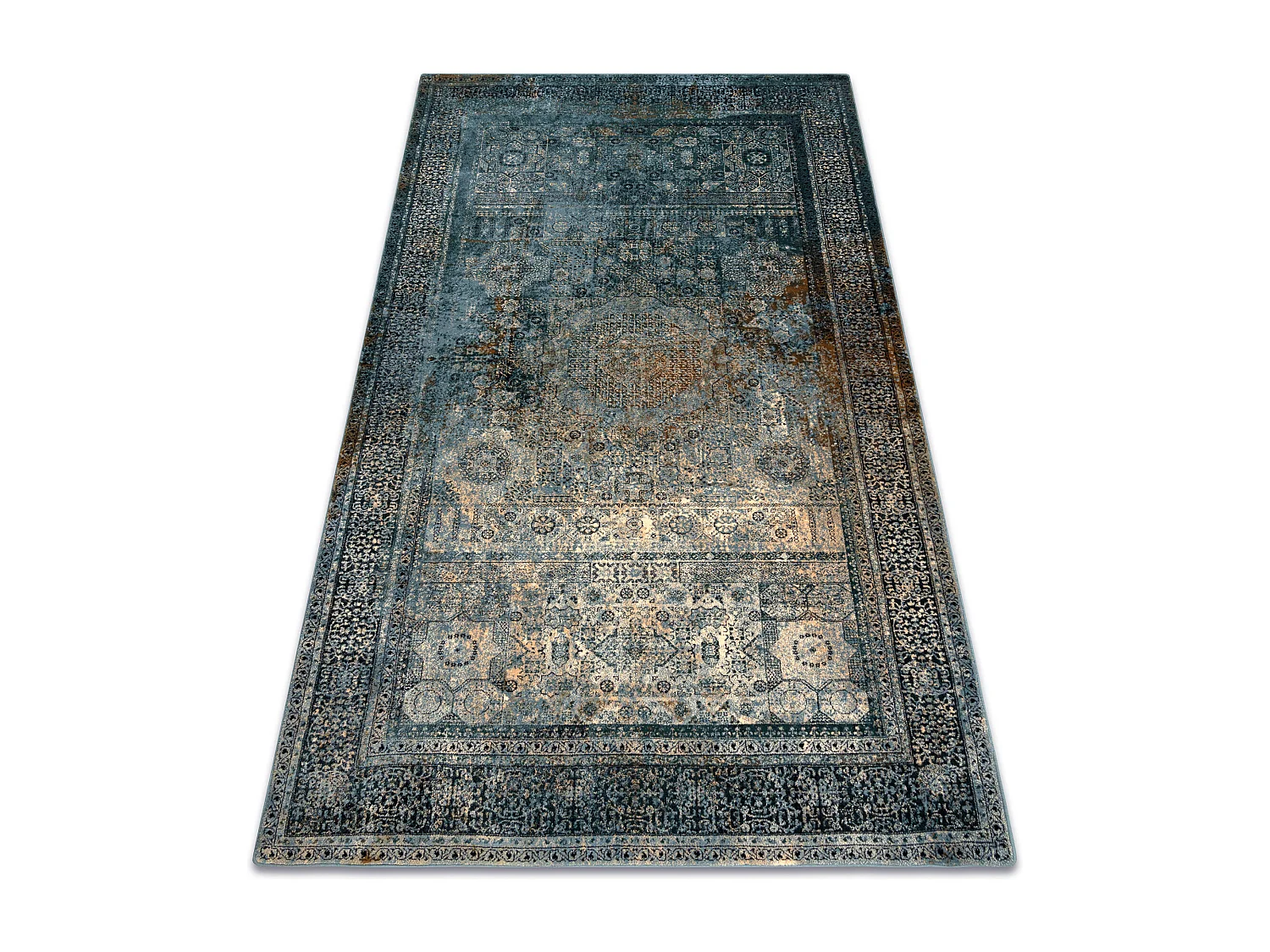 Tapis en laine OMEGA Mamluk Vintage, rougette bleu foncé 200x300 cm