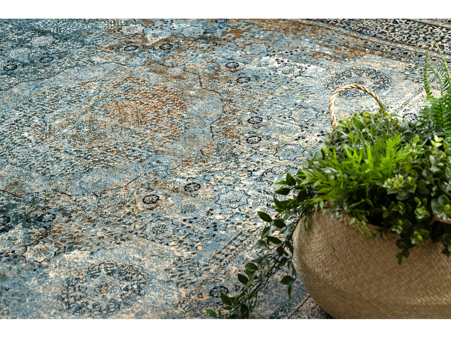 Tapis en laine OMEGA Mamluk Vintage, rougette bleu foncé 200x300 cm