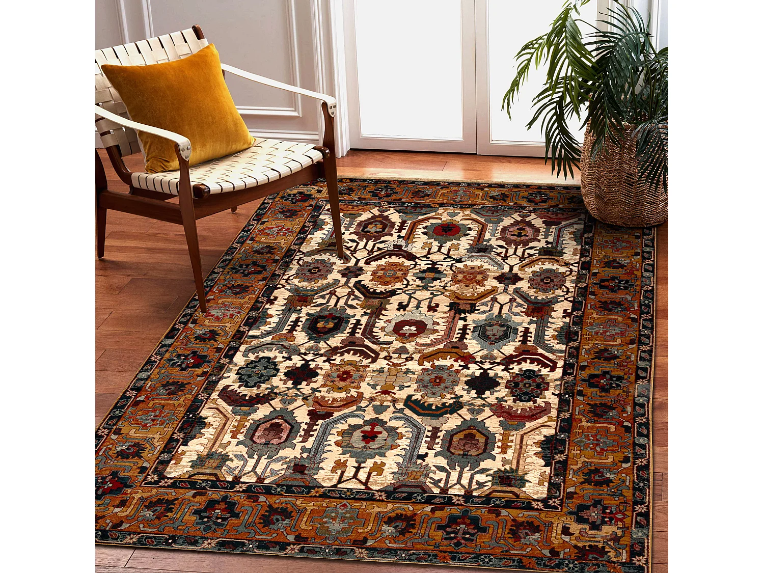 Tapete de lã SUPERIOR OMAN oriental moldura vermelho 170x235 cm