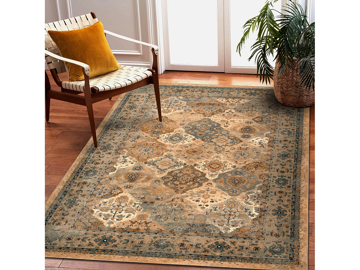 tapijt POLONIA Azer frame, oosters, beige 170x235 cm