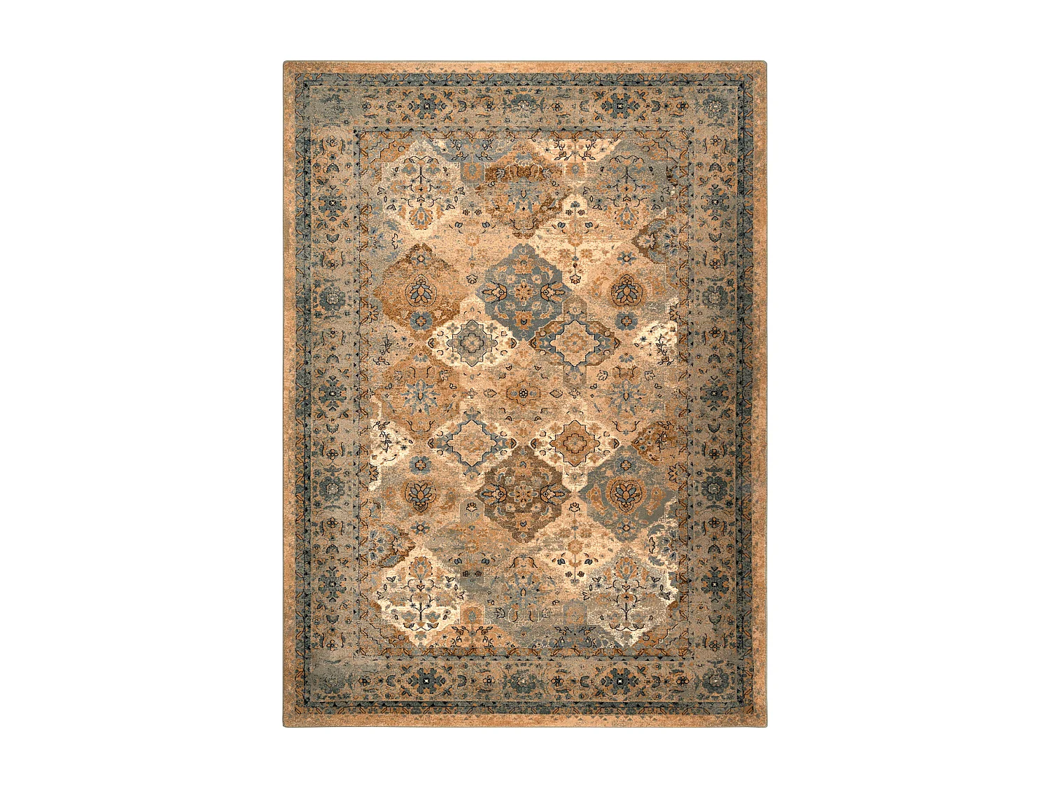 Tapis en laine POLONIA Azer cadre, oriental, beige 170x235 cm