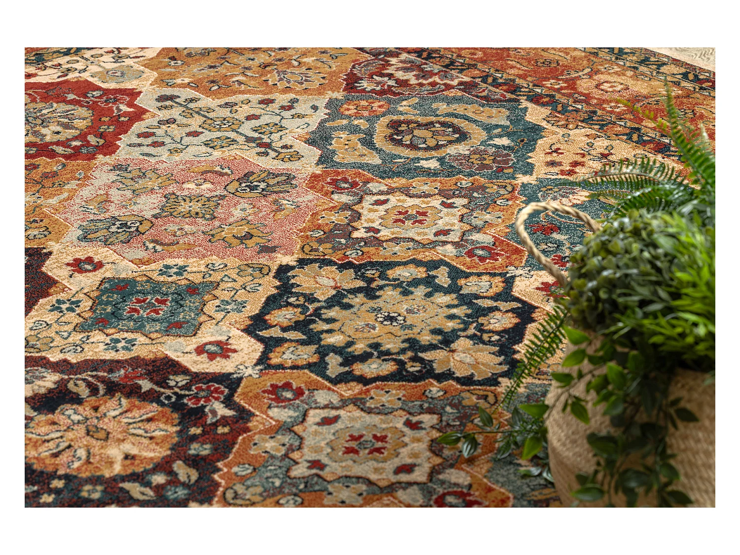 Tapis en laine POLONIA Azer cadre, oriental, rouge 170x235 cm