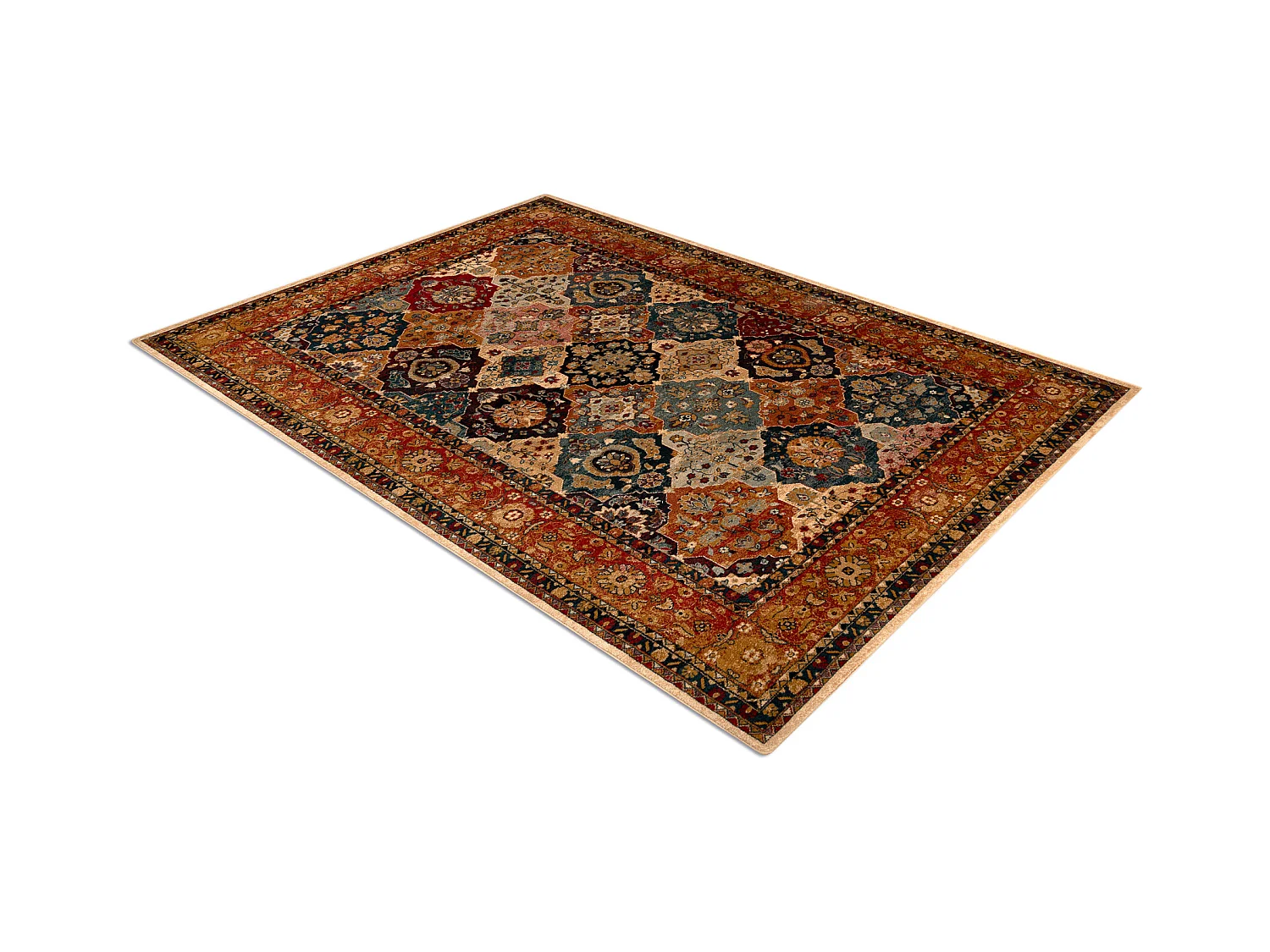 Tapis en laine POLONIA Azer cadre, oriental, rouge 170x235 cm