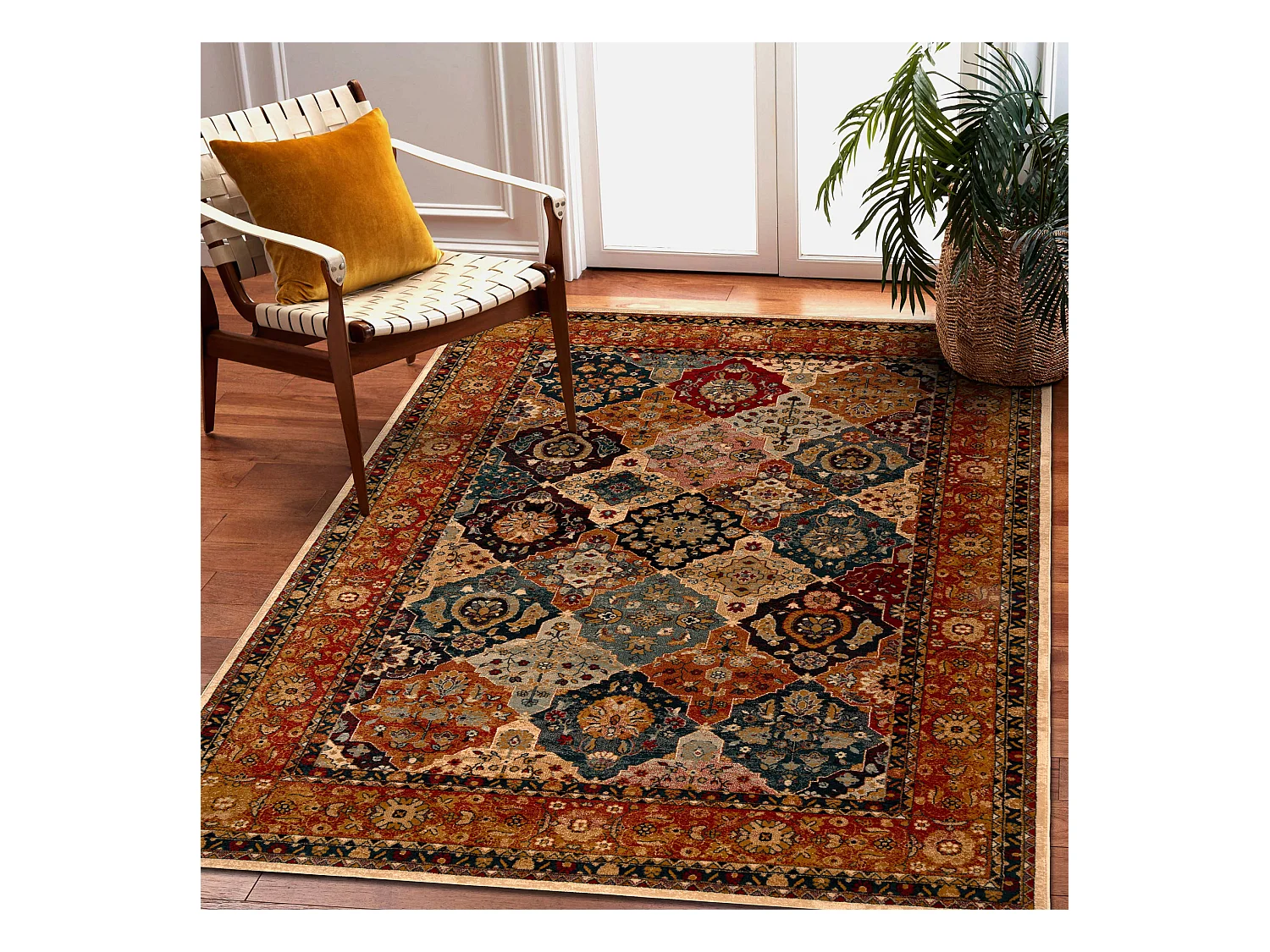 Tapis en laine POLONIA Azer cadre, oriental, rouge 170x235 cm