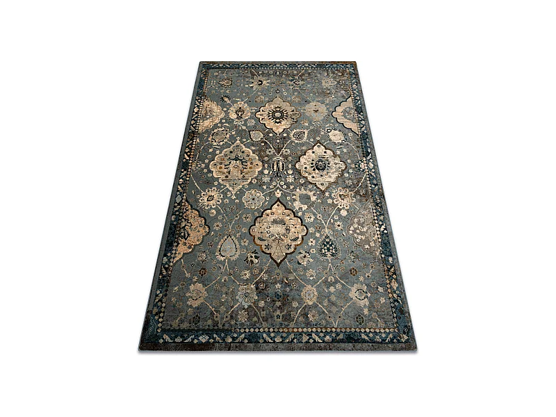 Wollteppich POLONIA Abrash orientalisch, Blumen hellblau 235x350 cm