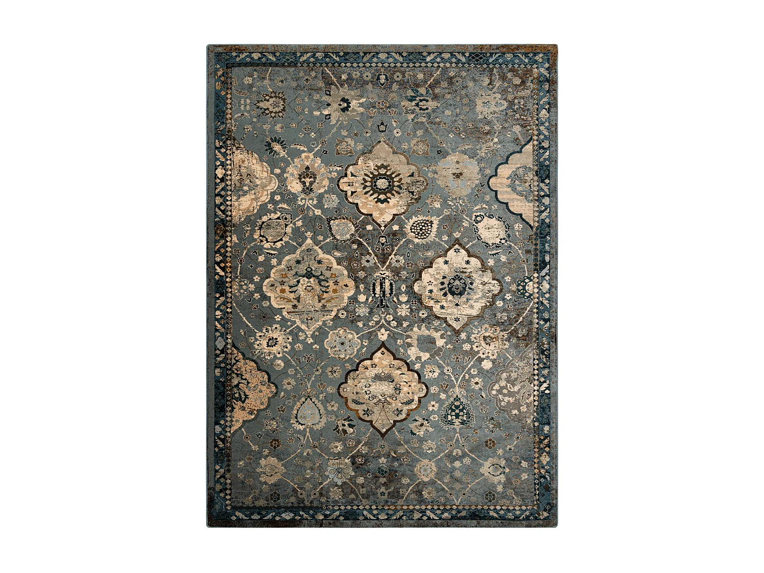 tapijt POLONIA Abrash oosters, bloemen lichtblauw 235x350 cm