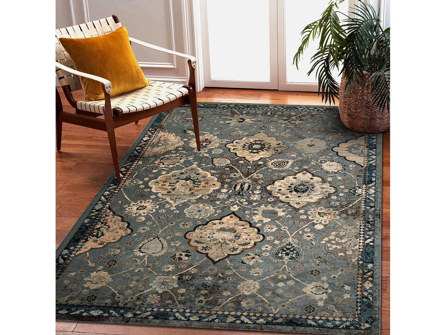 tapijt POLONIA Abrash oosters, bloemen lichtblauw 235x350 cm