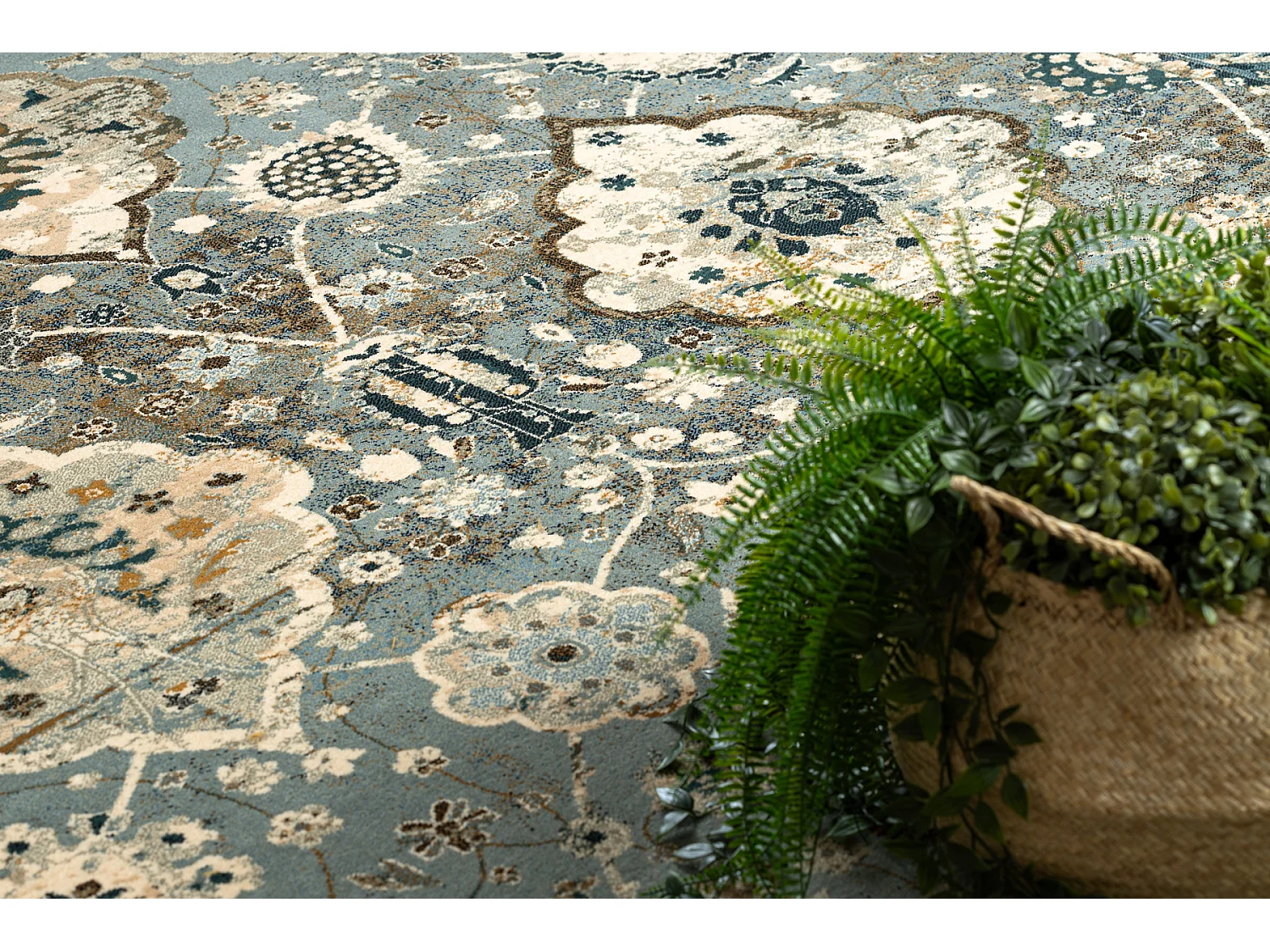 tapijt POLONIA Abrash oosters, bloemen lichtblauw 235x350 cm