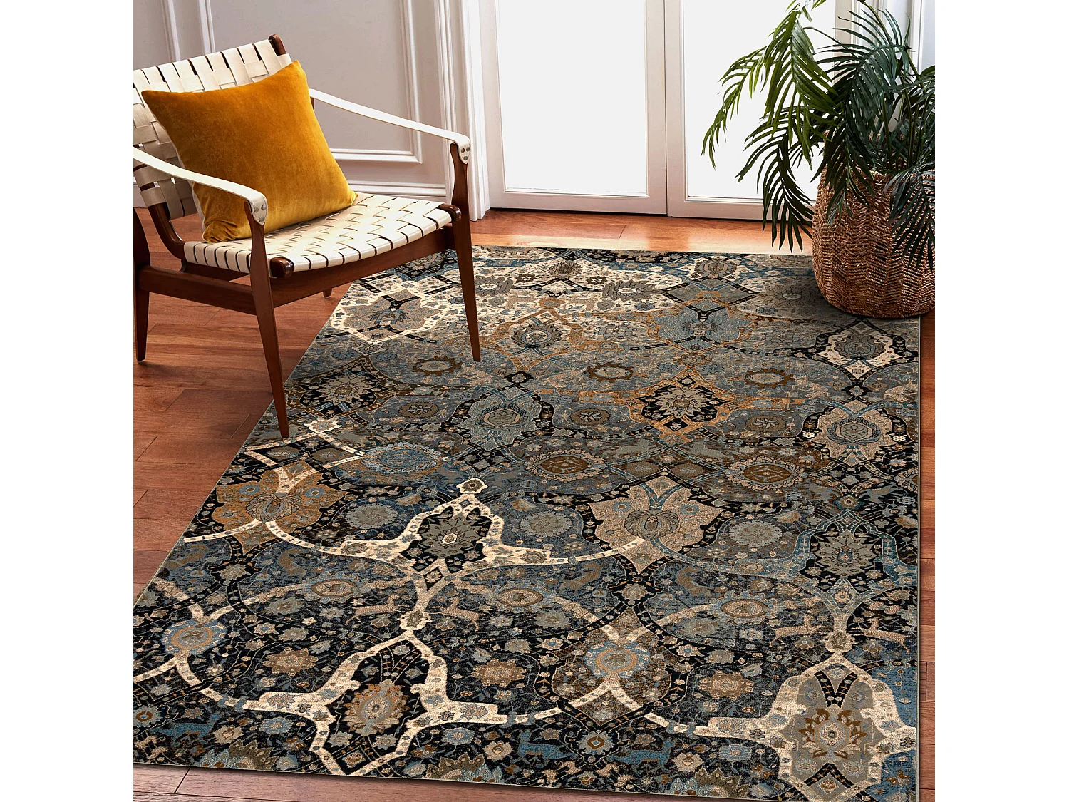 Tapis en laine SUPERIOR KIRMAN oriental, cognac, beige 170x235 cm