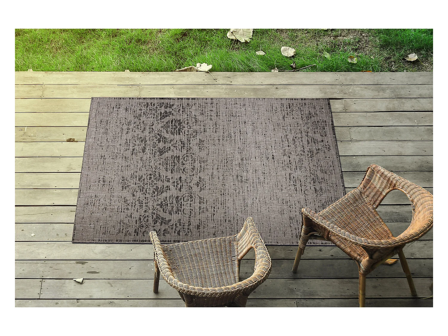 Sisal tapijt SISAL FLOORLUX 20211 zilver / Zwart 120x170 cm