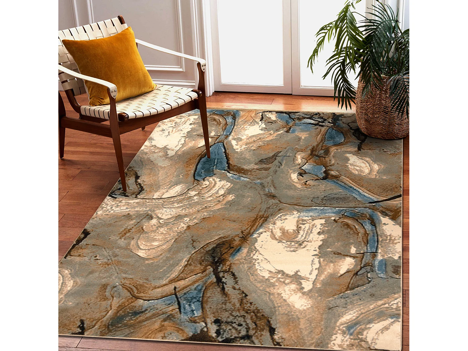 Tappeto di lana OMEGA Jaspis Astrazione azzurro 200x300 cm