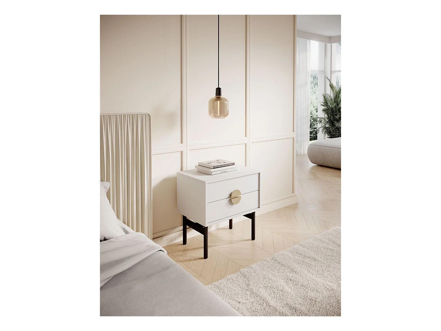 Table de chevet - 55 cm - blanc - STOON