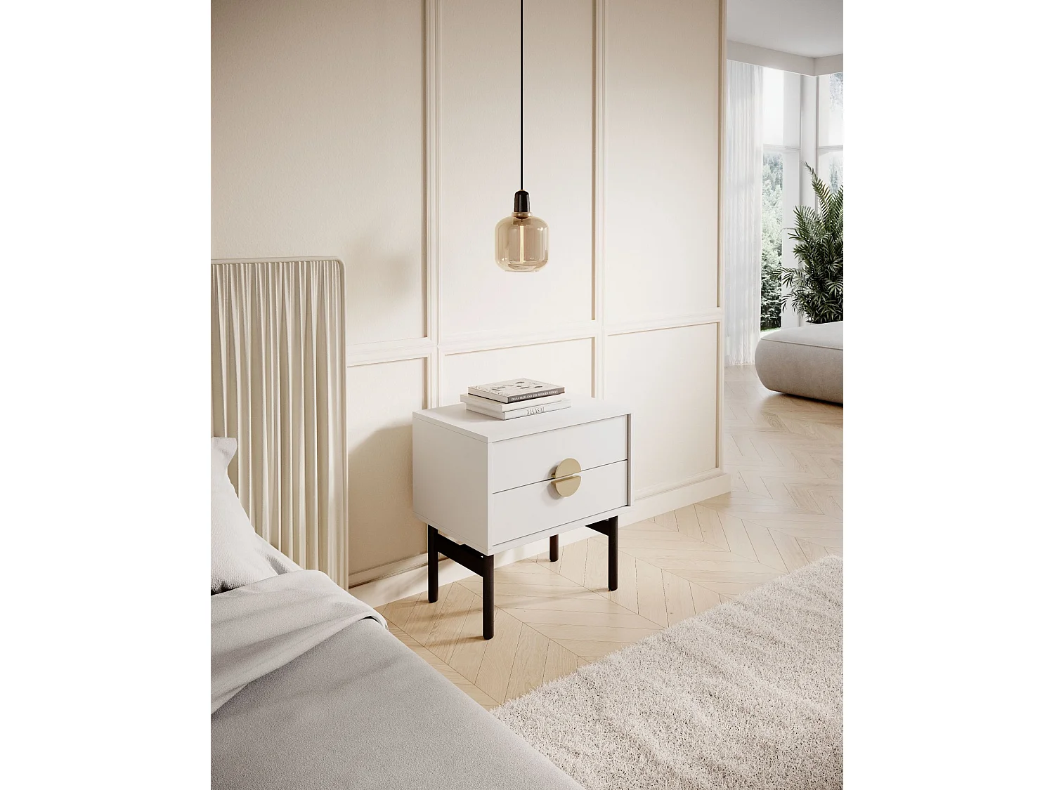 Nachtkastje - 55 cm - wit - STOON