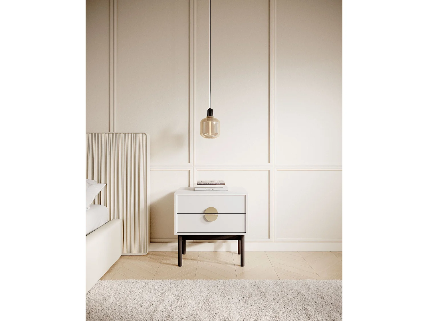 Nachtkastje - 55 cm - wit - STOON