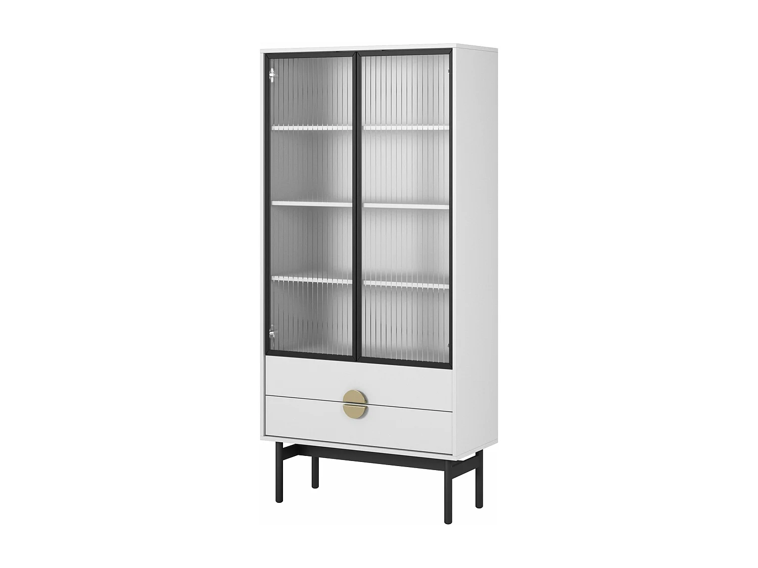 Vitrine haute - 84 cm - avec quatre étagères et tiroirs - blanc - STOON