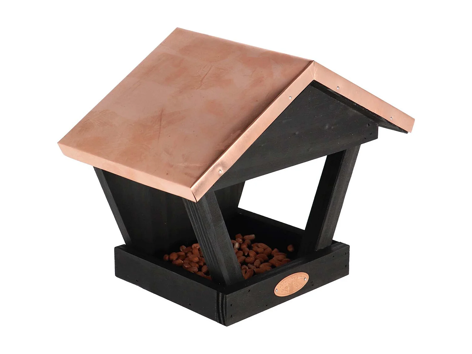 Mangeoire murale en pin et cuivre