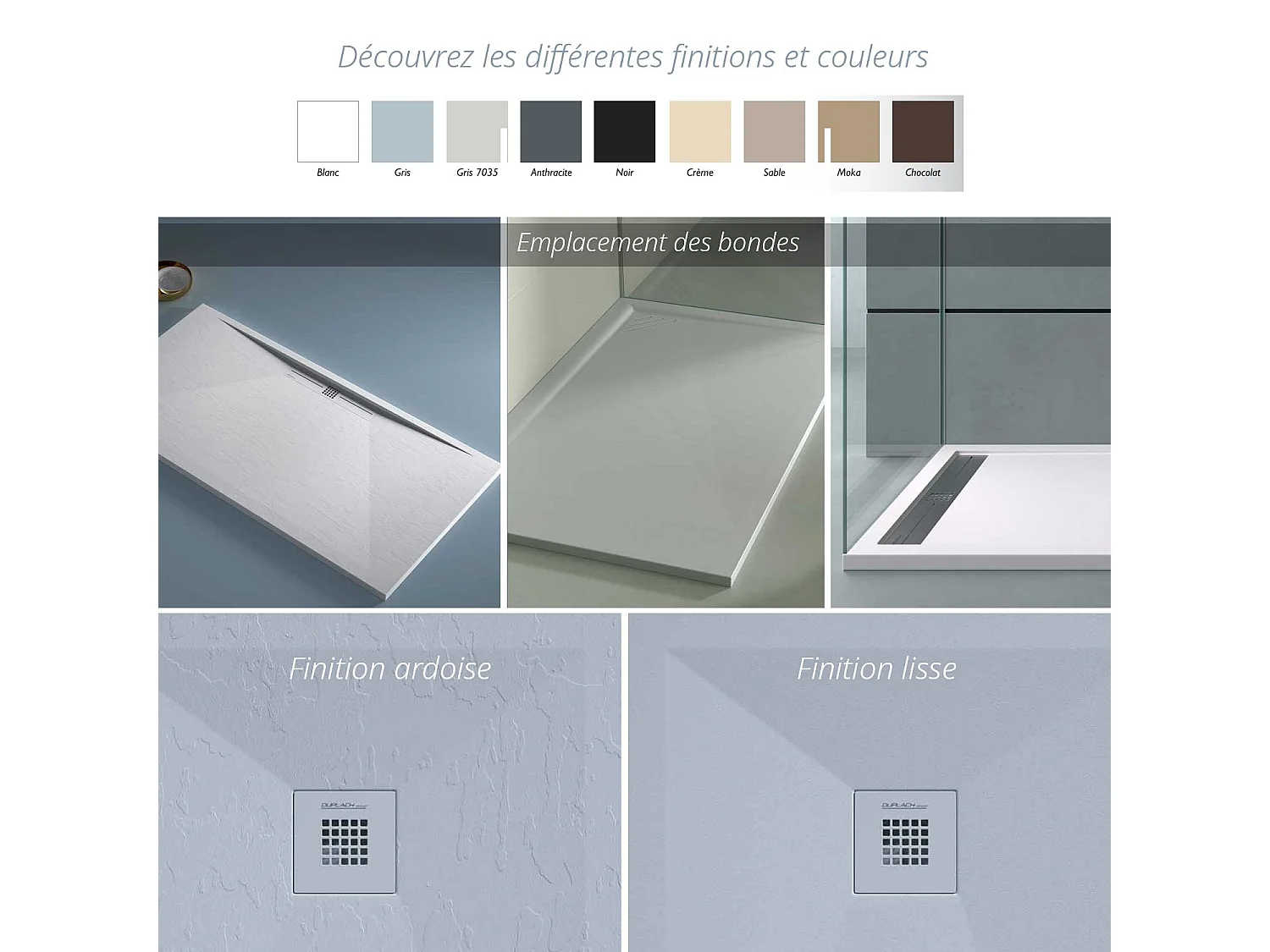 Receveur de douche chocolat ardoise Stone Plus, grille de couleur - 210 x 100 cm