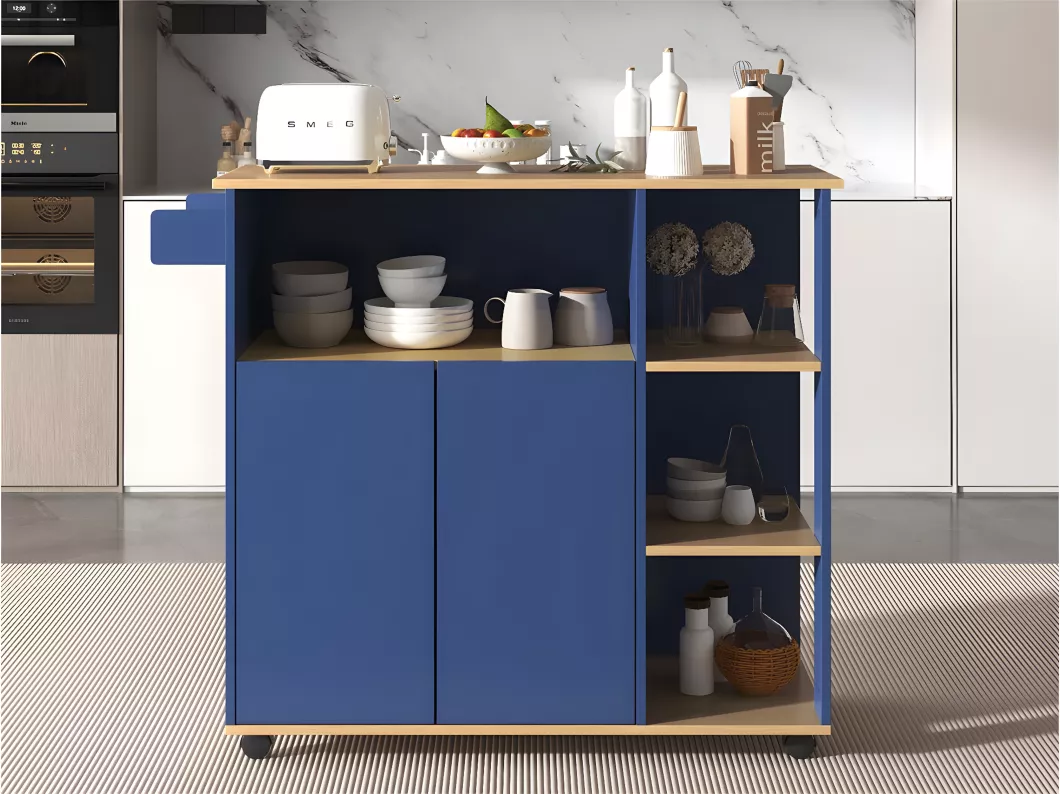 Kauf Unique Sideboard、Barmöbel、Küchenwagen auf Rollen – großer Stauraum – Marineblau