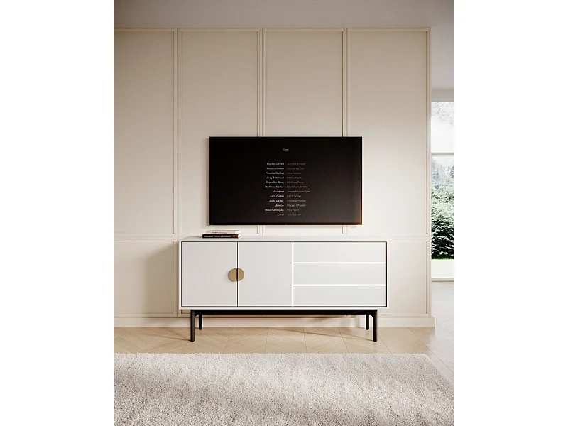 Meuble TV avec trois tiroirs 154 cm - blanc - STOON
