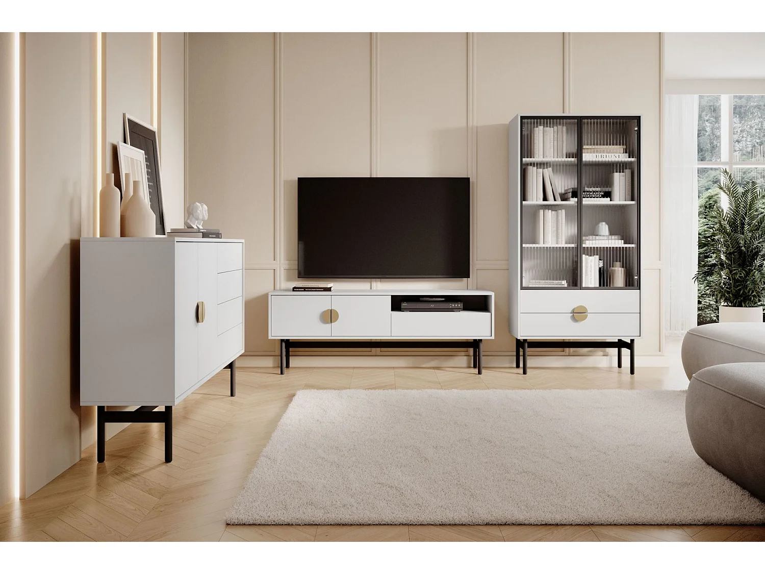 TV-Element mit Schublade - weiß - 154 cm - STOON