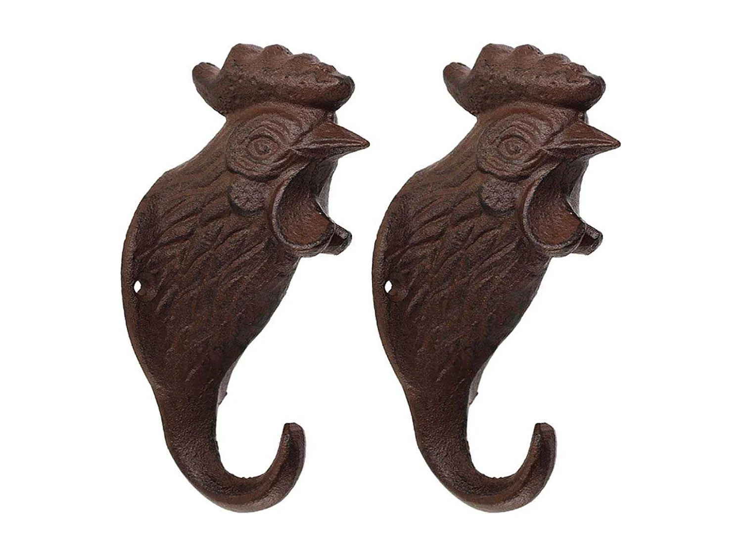 Lot de 2 crochets en fonte Coq