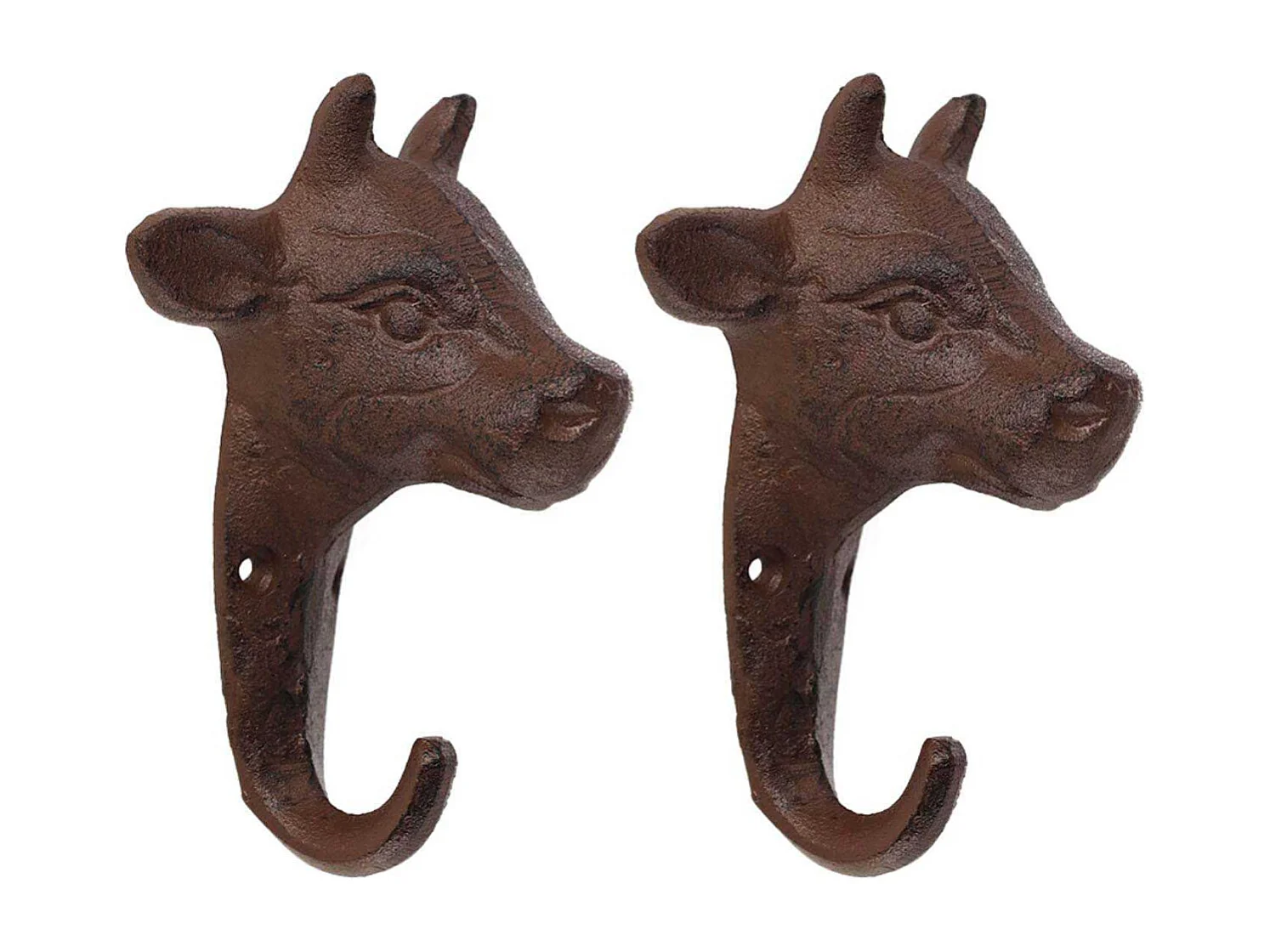 Lot de 2 crochets en fonte Vache