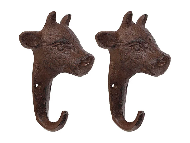 Lot de 2 crochets en fonte Vache