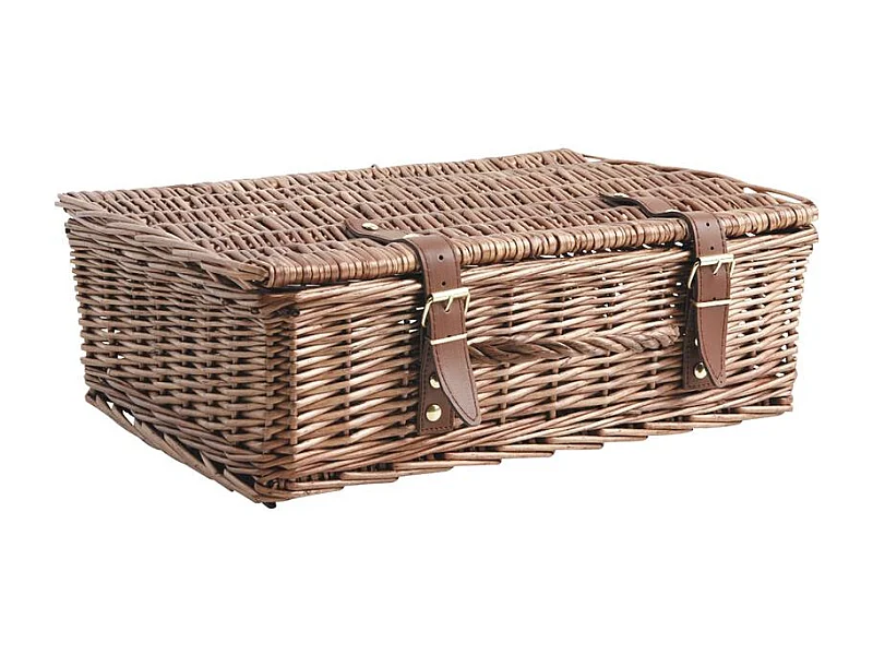 Valise de rangement en osier vieilli 2