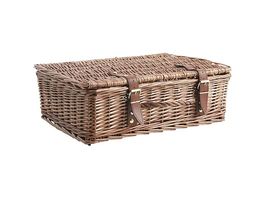Valise de rangement en osier vieilli 2