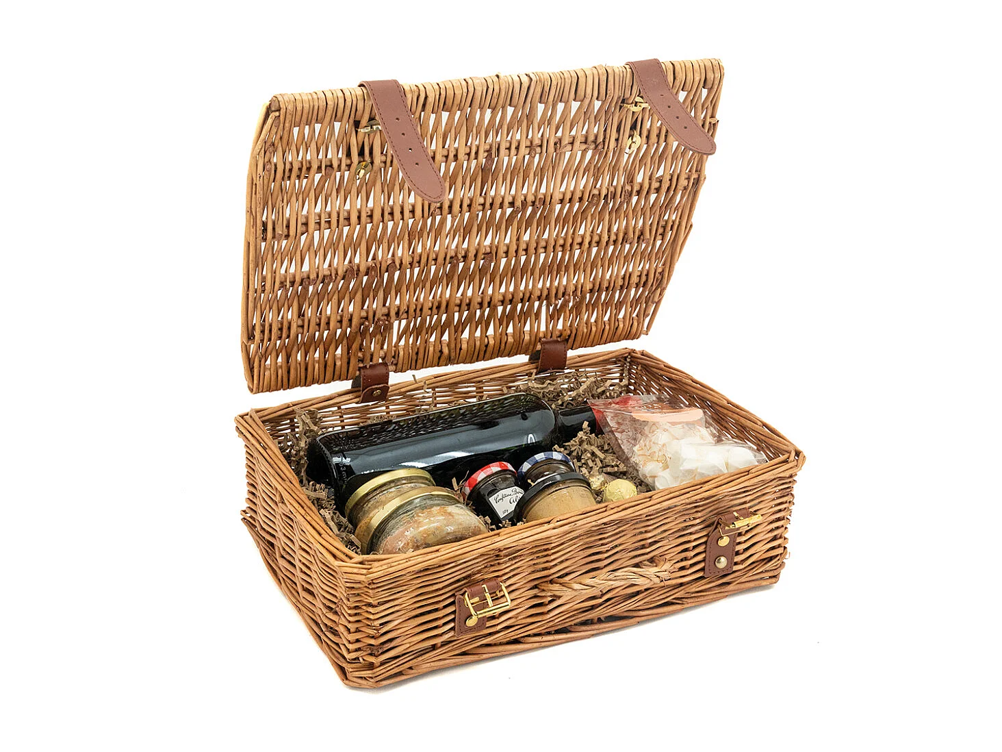 Valise de rangement en osier vieilli 2