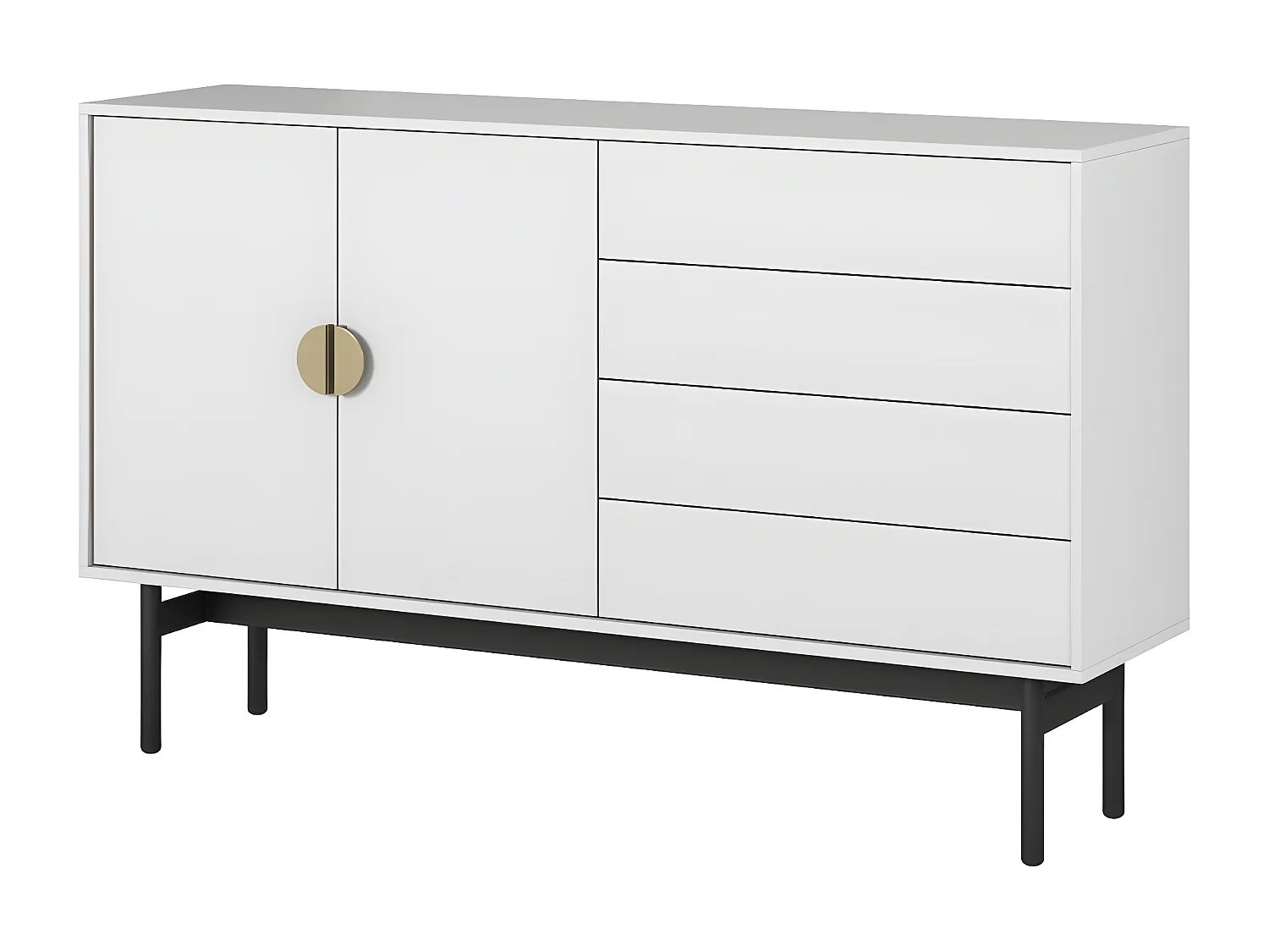 Dressoir met twee deuren - 154 cm - met laden - wit - STOON