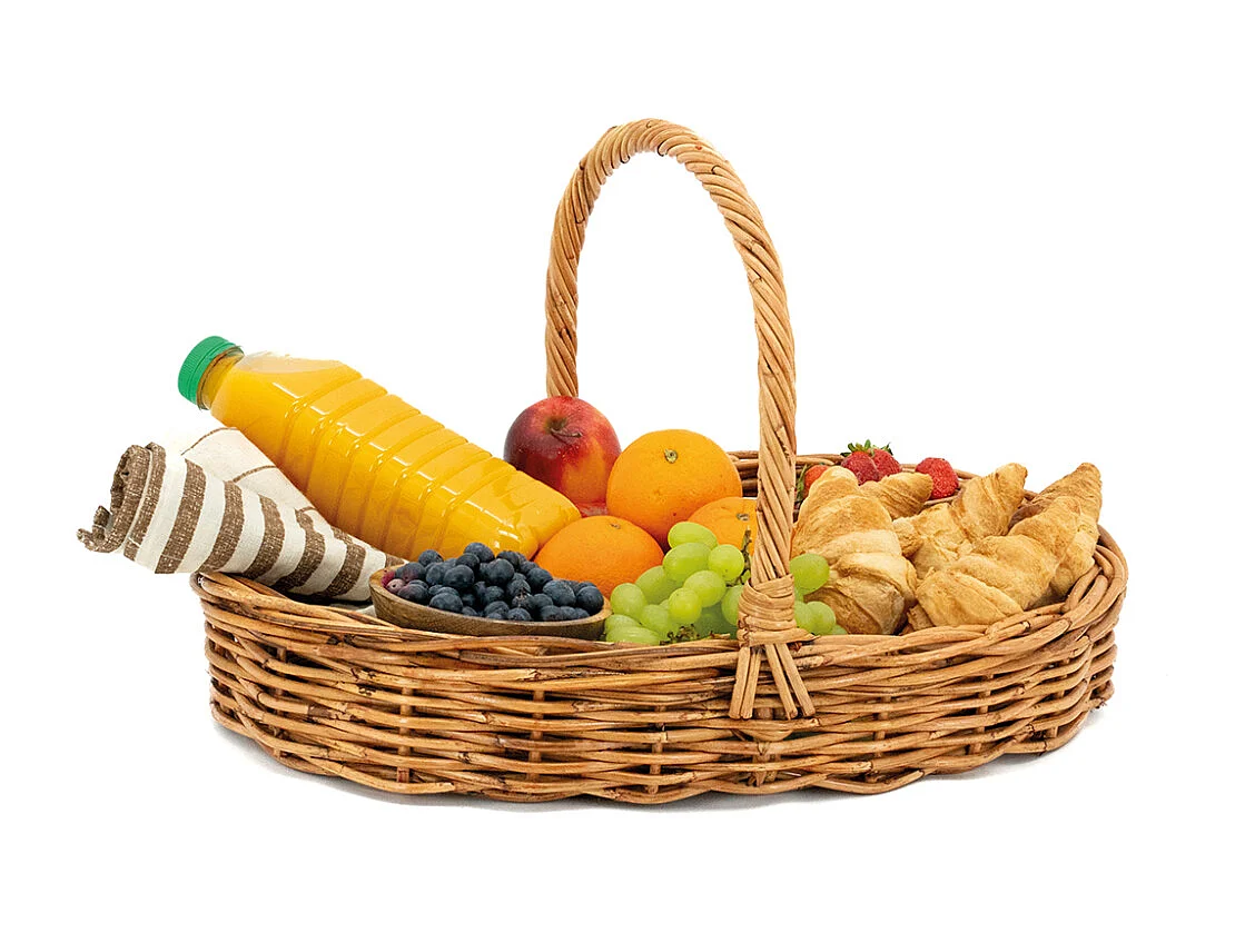 Corbeille ovale en poelet naturel