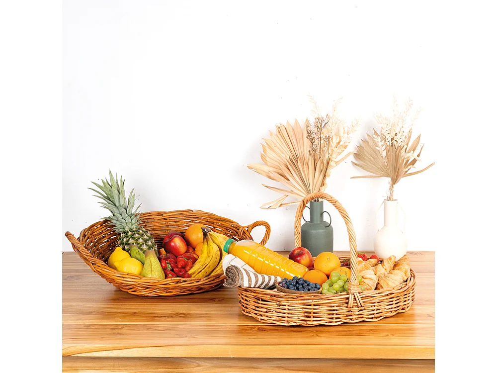 Corbeille ovale en poelet naturel