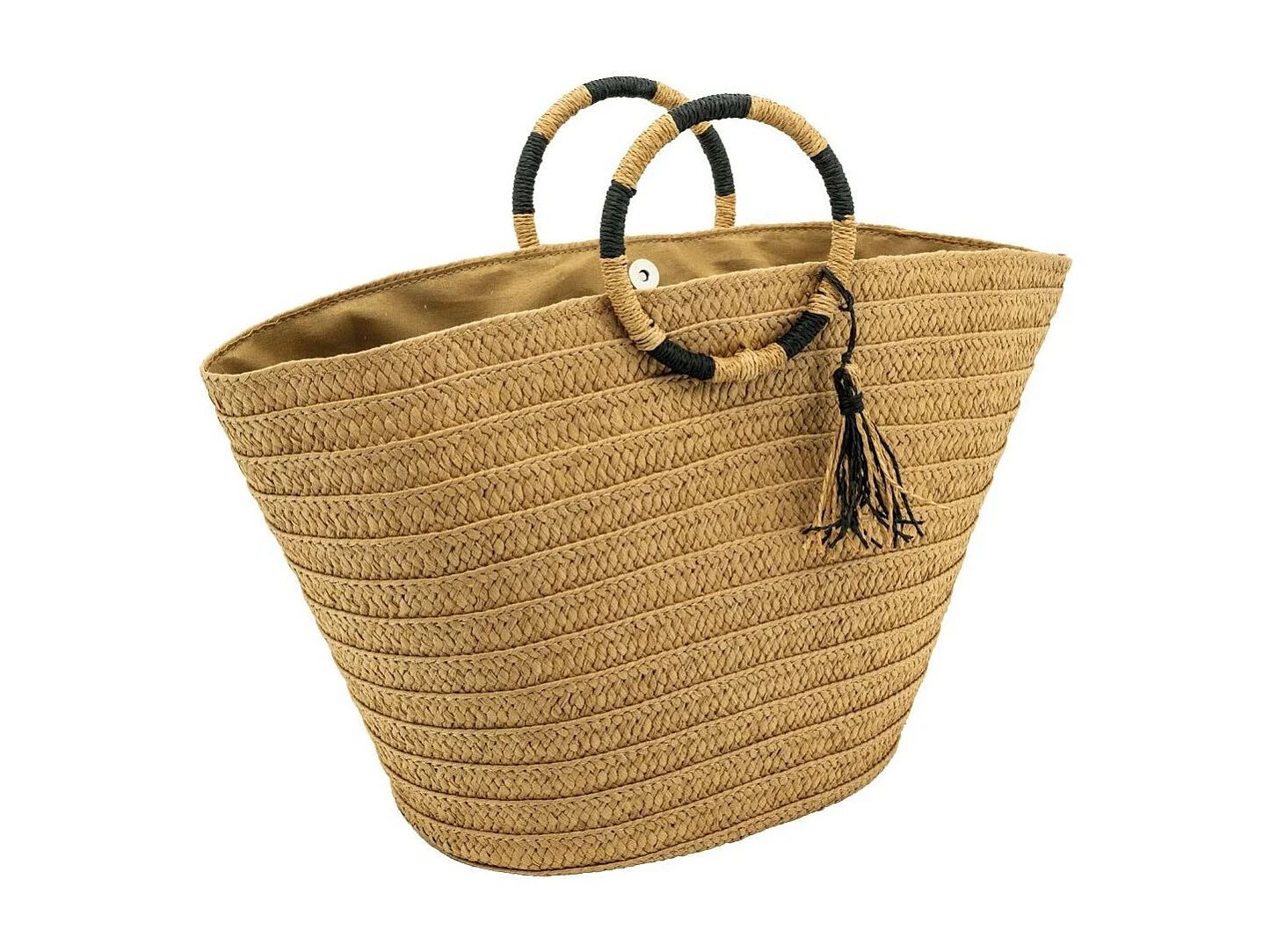 Sac cabas tressé naturel avec anses rondes