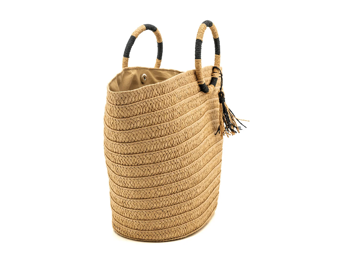 Sac cabas tressé naturel avec anses rondes