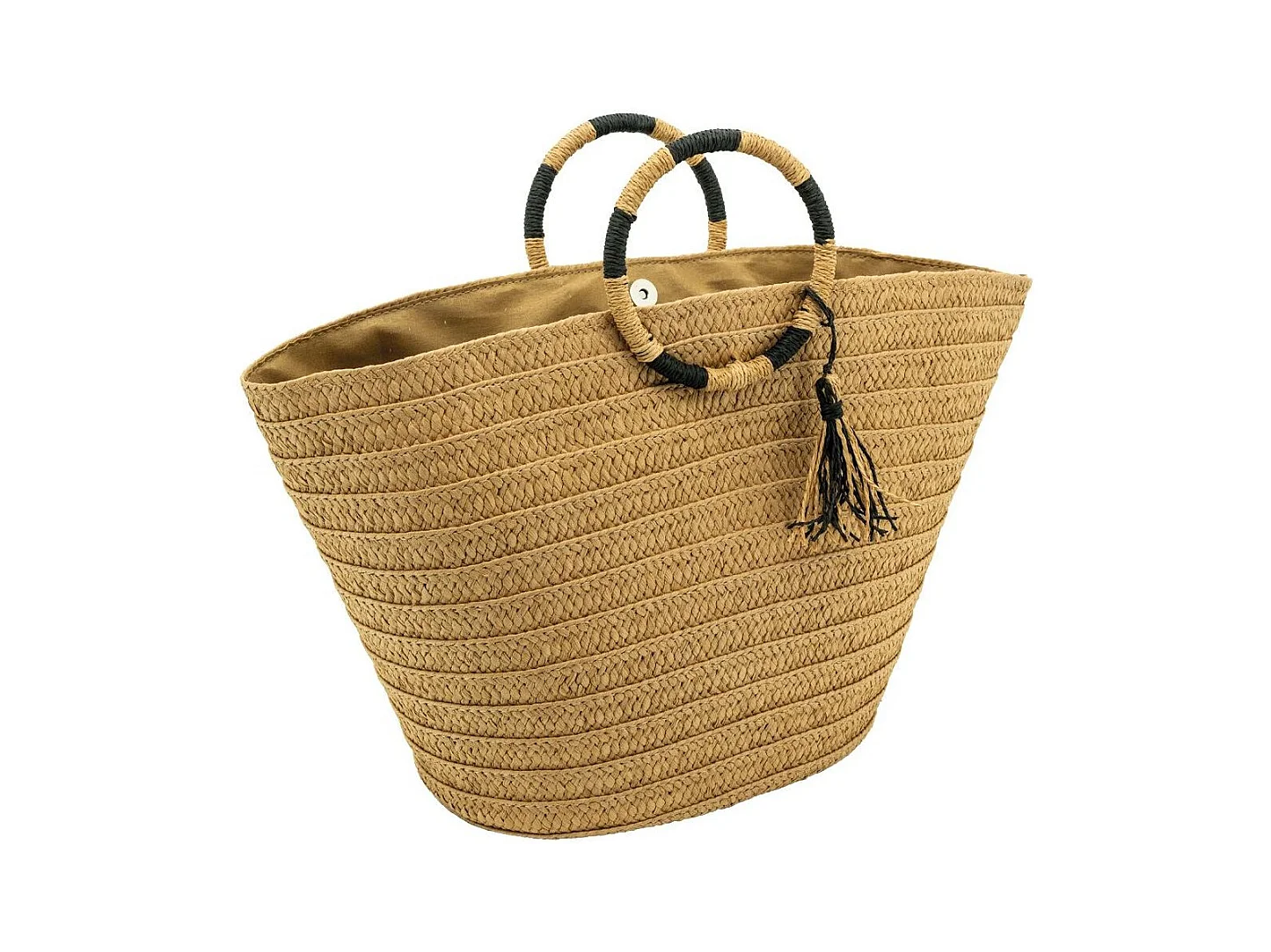 Sac cabas tressé naturel avec anses rondes