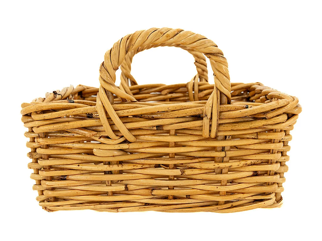 Corbeille carrée en poelet naturel