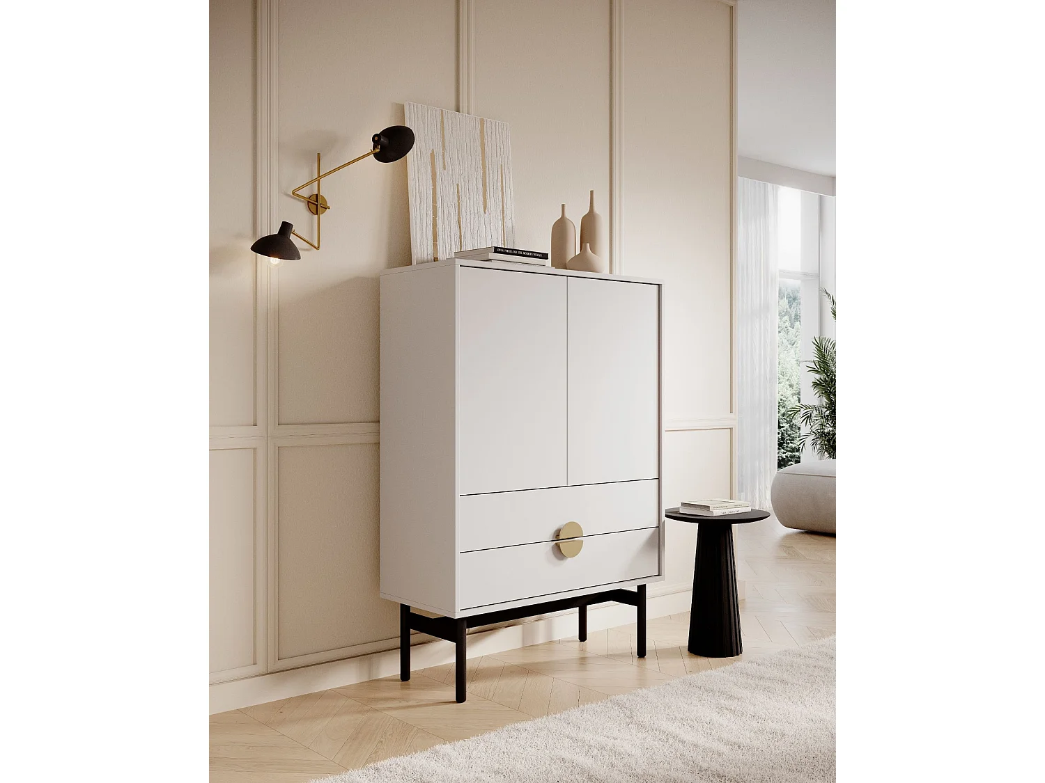Highboard mit 2 Schubladen - weiß - 85 cm - STOON
